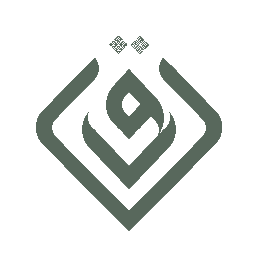 The Qaf mark — a single letter drawn as a diamond that climbs